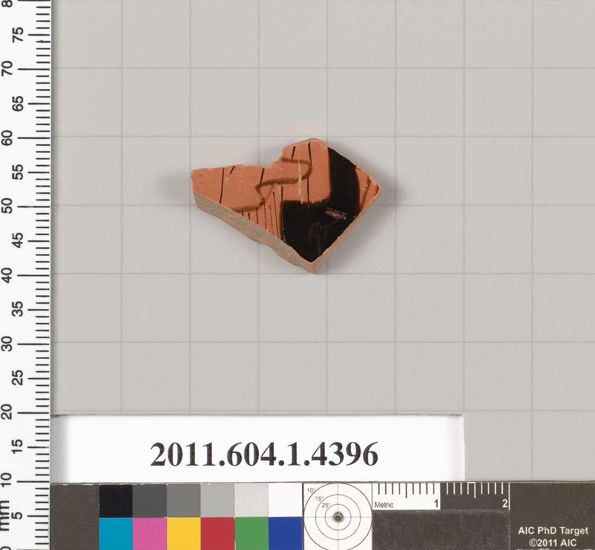 Terracotta fragment of a kylix (drinking cup), Terracotta, Greek, Attic