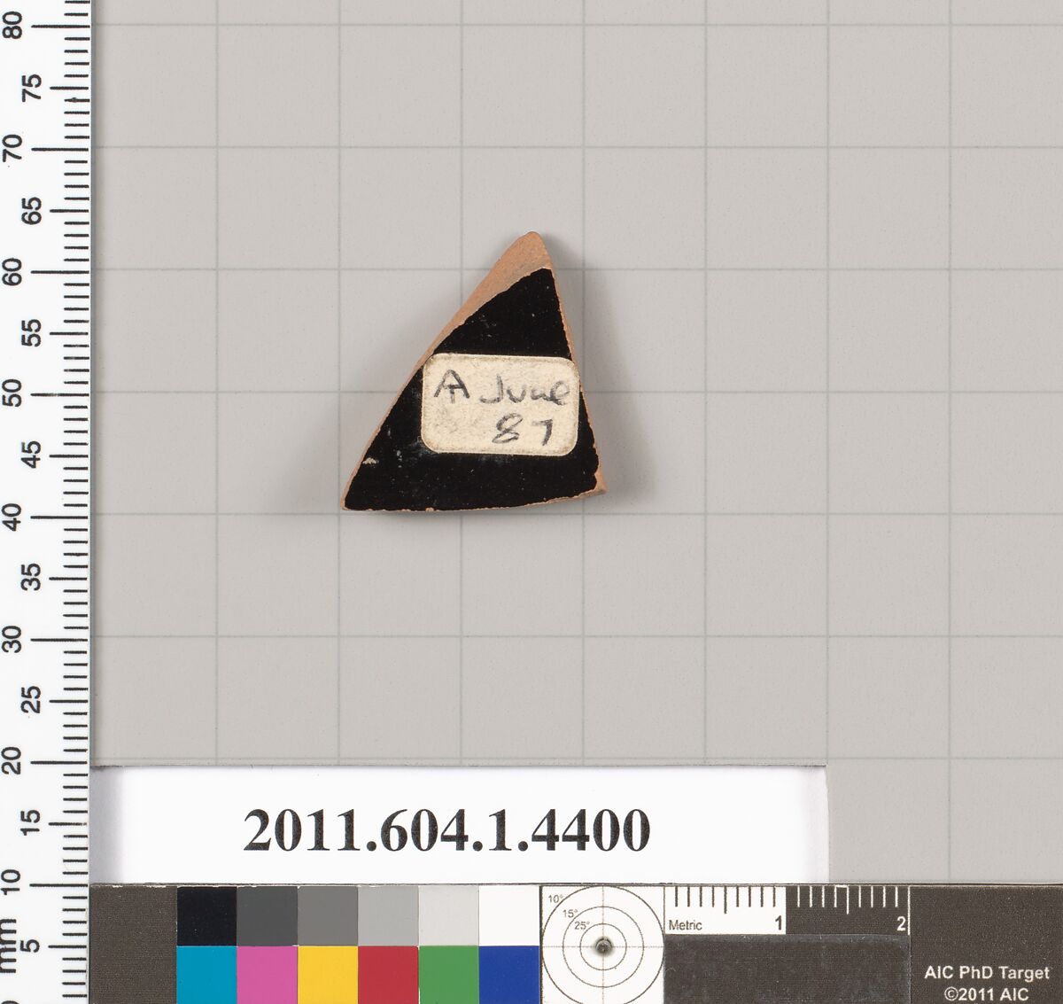 Terracotta fragment of a kylix (drinking cup), Terracotta, Greek, Attic