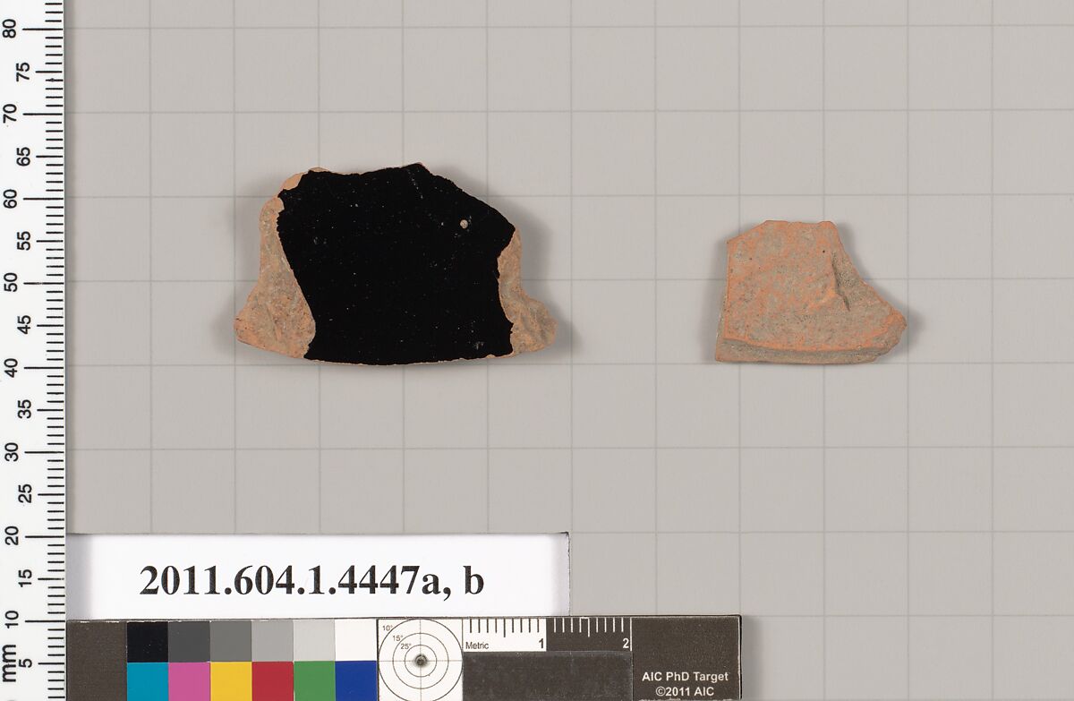 Terracotta fragments of kylikes (drinking cups), Terracotta, Greek, Attic