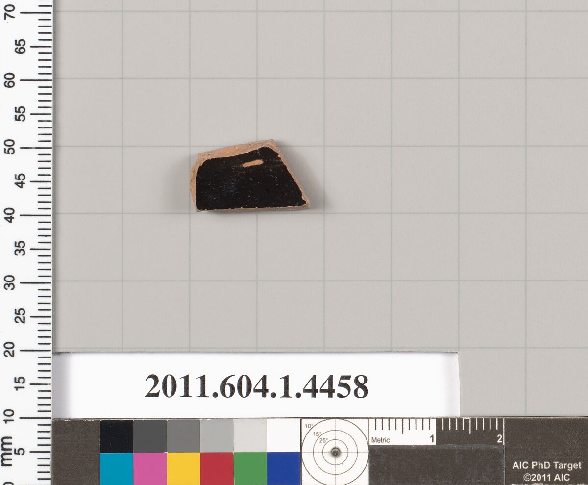 Terracotta fragment of a kylix (drinking cup), Terracotta, Greek, Attic