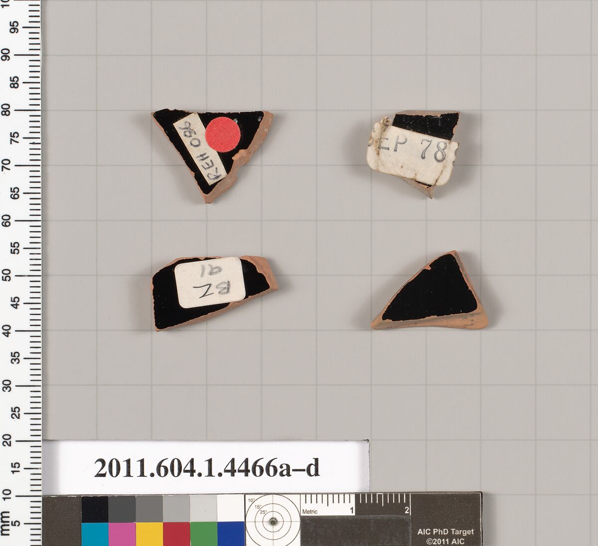 Terracotta fragments of kylikes (drinking cups), Terracotta, Greek, Attic