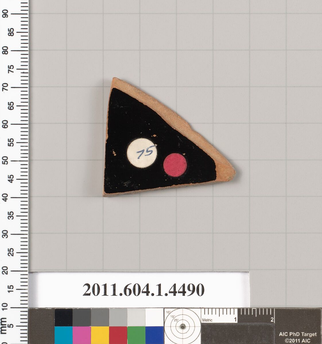 Terracotta fragment of a kylix (drinking cup), Terracotta, Greek, Attic