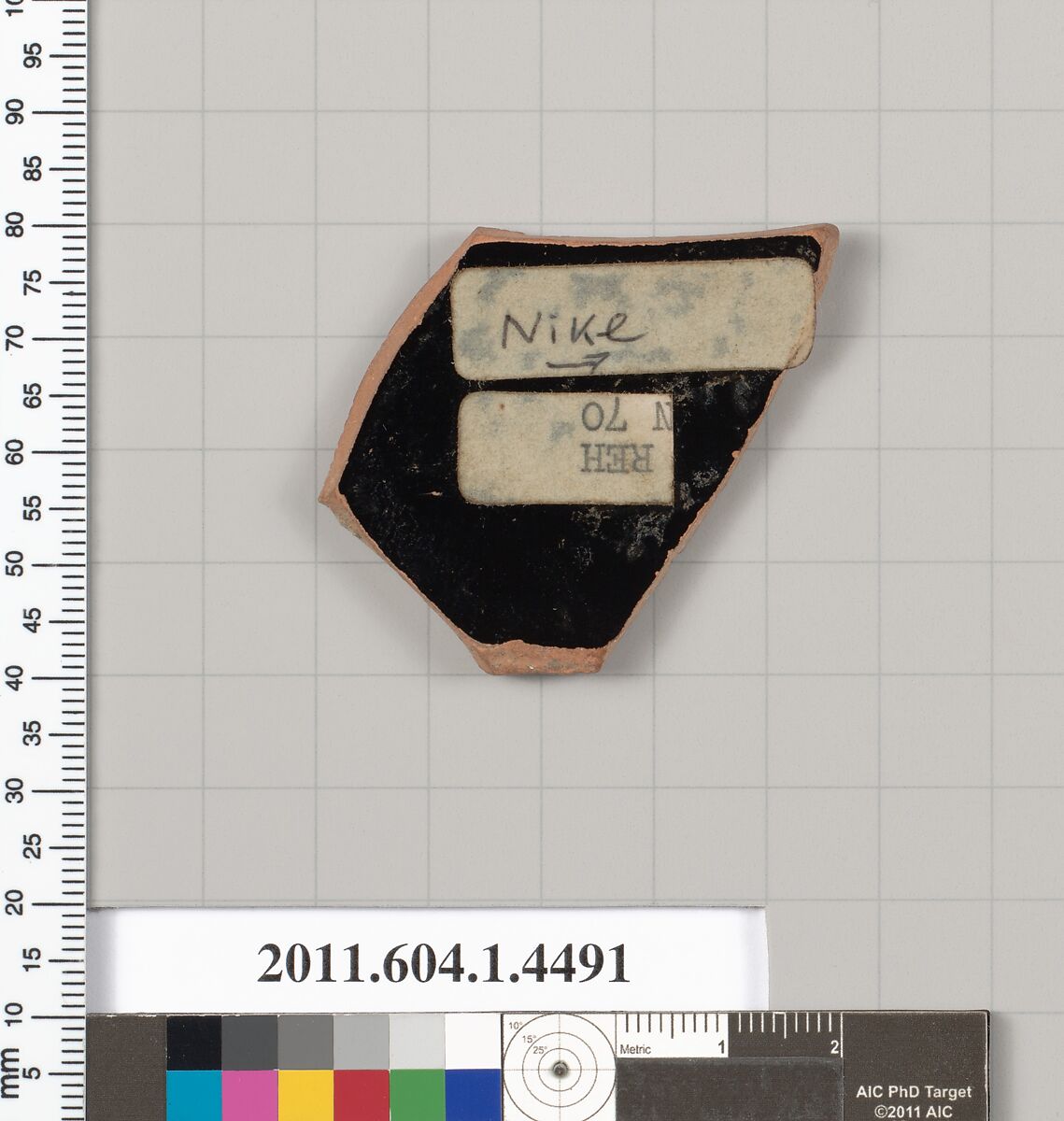 Terracotta fragment of a kylix (drinking cup), Terracotta, Greek, Attic