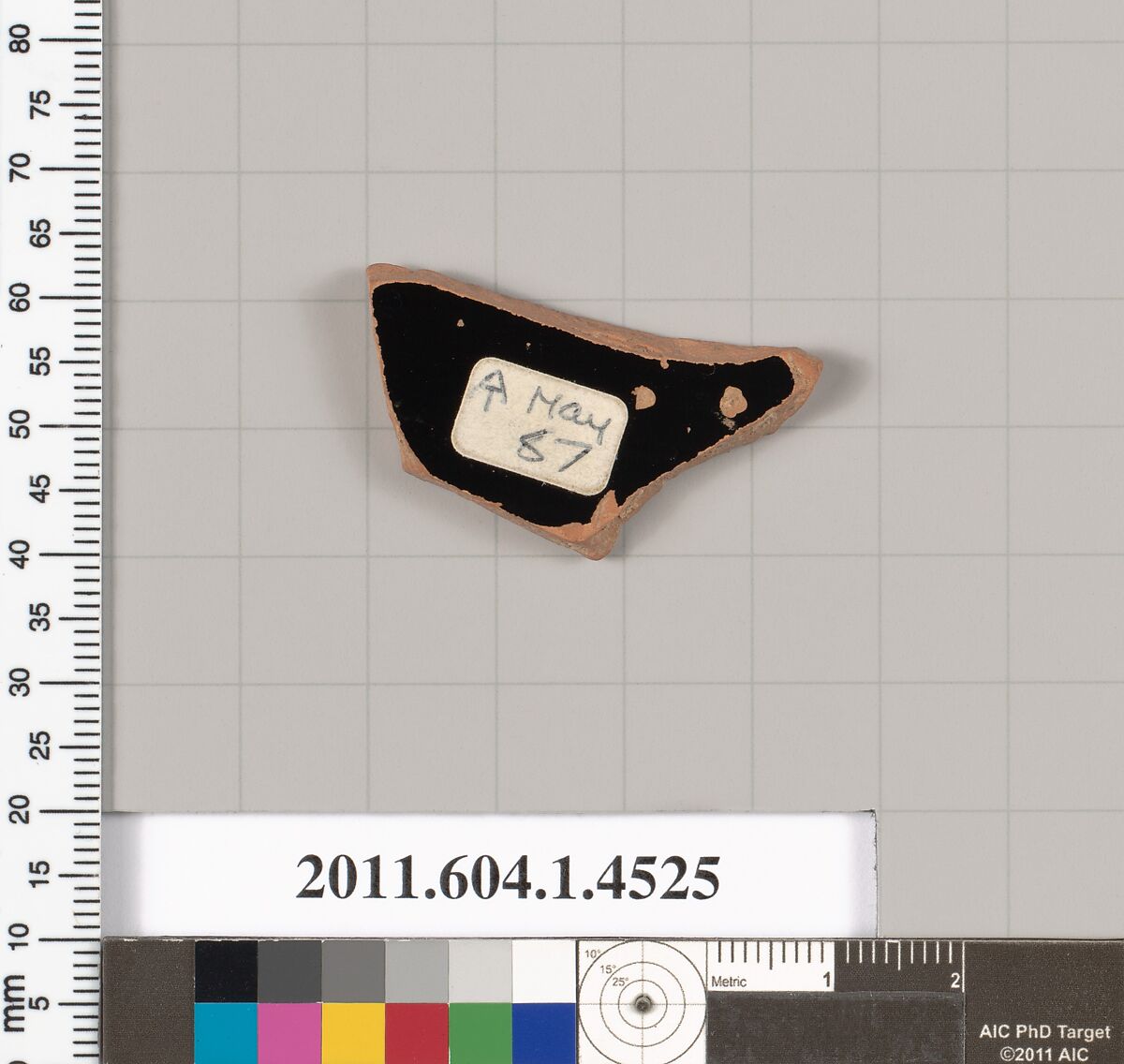Terracotta fragment of a kylix (drinking cup), Terracotta, Greek, Attic