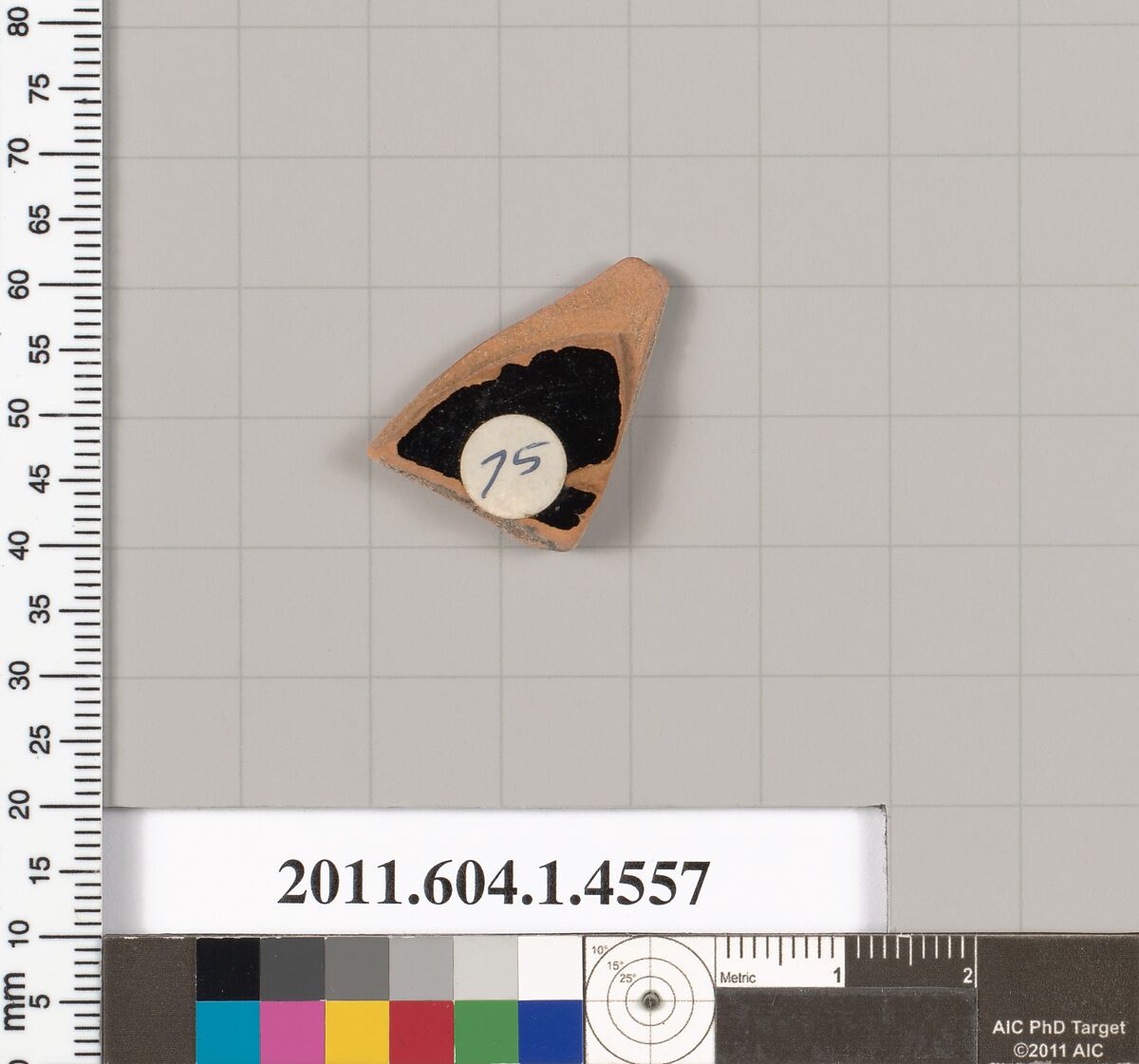 Terracotta fragment of a kylix (drinking cup), Terracotta, Greek, Attic