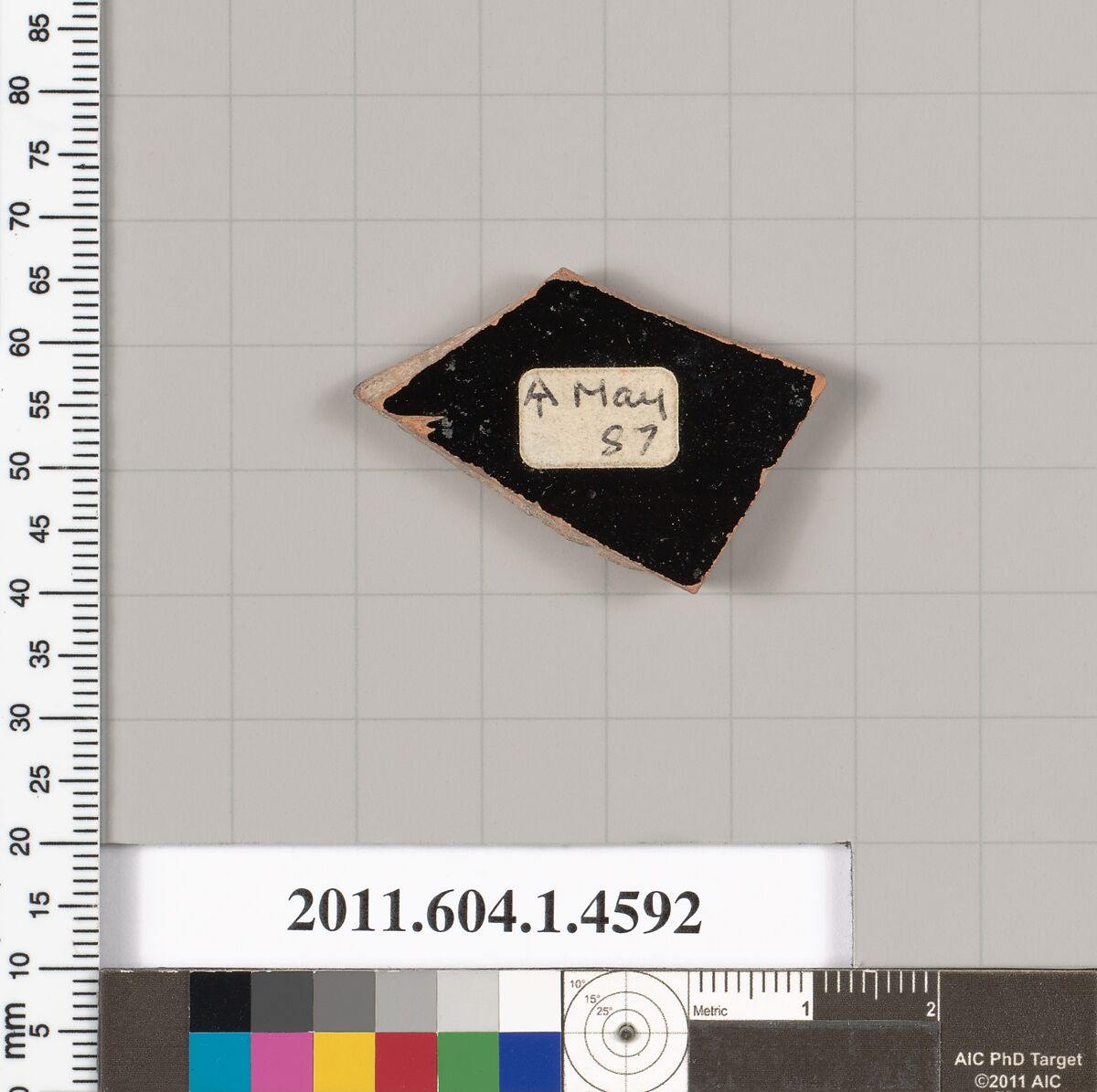 Terracotta fragment of a kylix (drinking cup), Terracotta, Greek, Attic