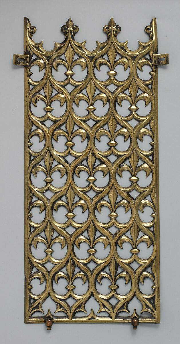 Decorative grill from the Palace of Westminster, Augustus Welby Northmore Pugin (British, London 1812–1852 Ramsgate), Brass, British, Birmingham 