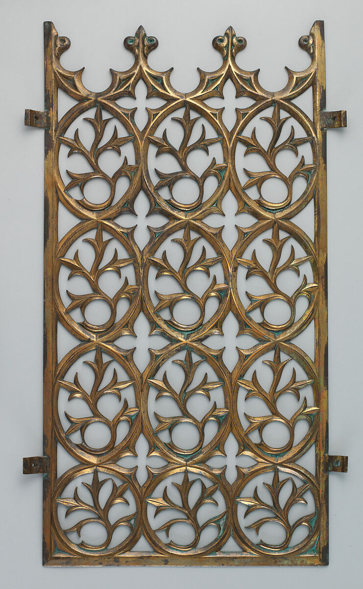 Decorative grill from the Palace of Westminster, Augustus Welby Northmore Pugin (British, London 1812–1852 Ramsgate), Brass, British, Birmingham 