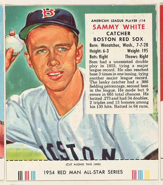 Sammy White, from the Major League All Stars series (T234), issued by Red Man Chewing Tobacco, Issued by Red Man Chewing Tobacco (American), Commercial color lithograph 