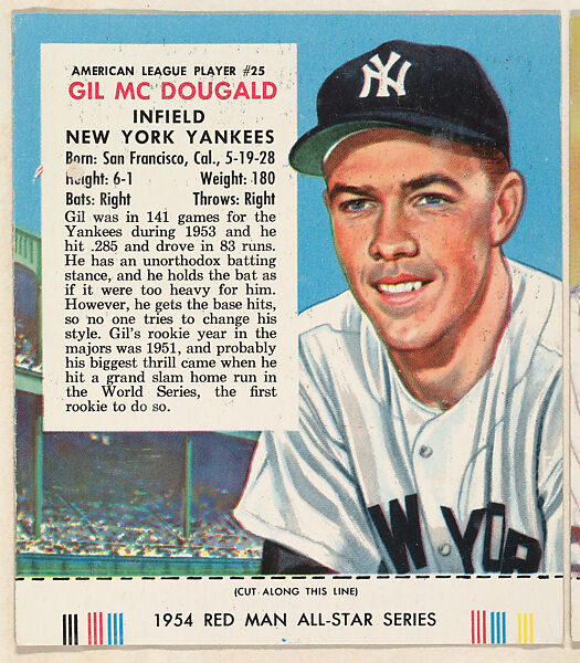 Gil McDougald, from the Major League All Stars series (T234), issued by Red Man Chewing Tobacco, Issued by Red Man Chewing Tobacco (American), Commercial color lithograph 