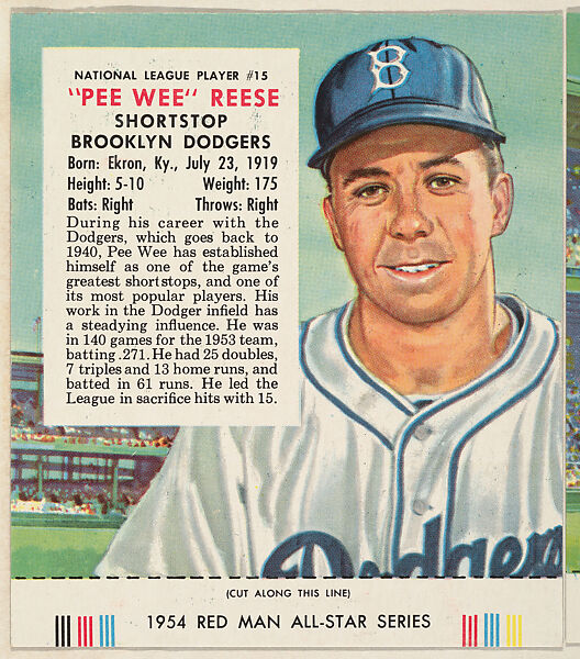 Issued by Red Man Chewing Tobacco  Pee Wee Reese, from the Major