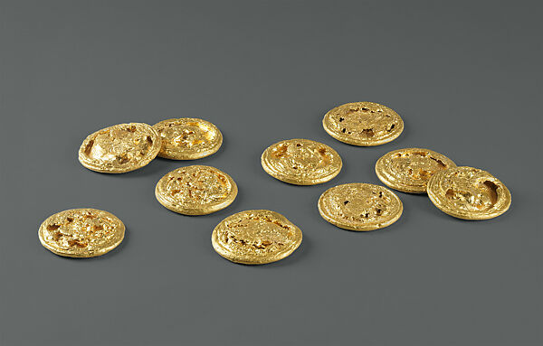 Ten Disk-Shaped Ingots, Gold, China 