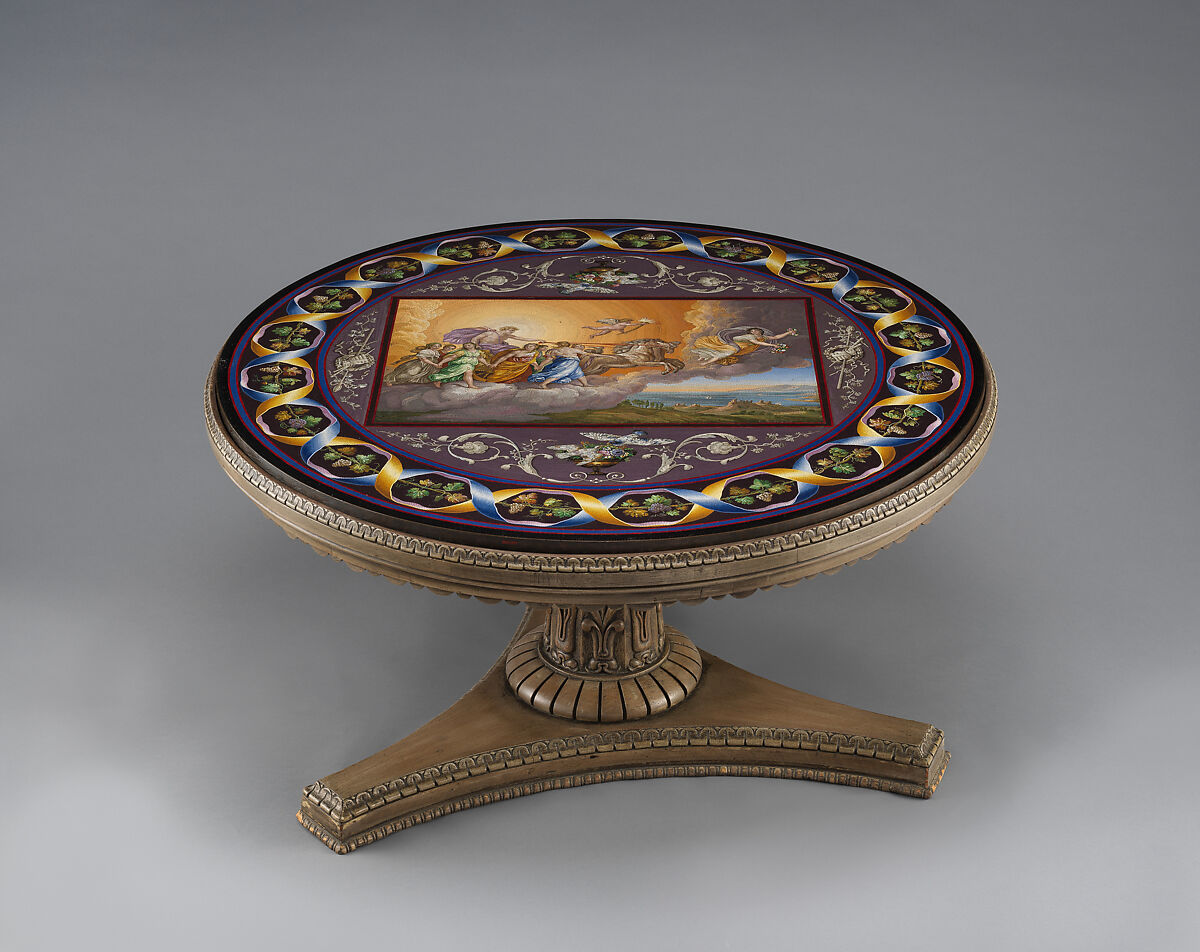 Table top depicting Aurora and the Chariot of Apollo, Gioacchino Barberi (Italian, 1783–1857), Micromosaic, Italian, Rome
