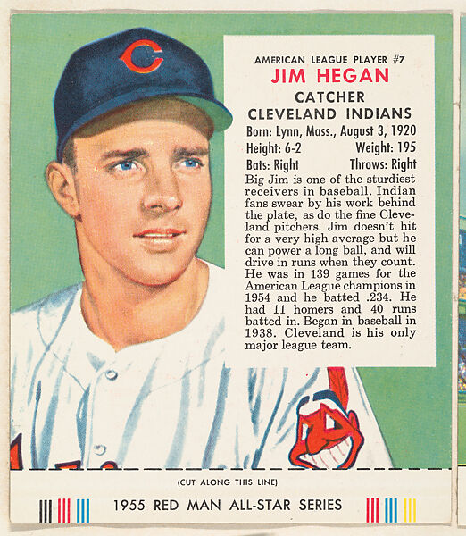 Jim Hegan, from the Major League Baseball series (T235), issued by Red Man Chewing Tobacco, Issued by Red Man Chewing Tobacco (American), Commercial color lithograph 
