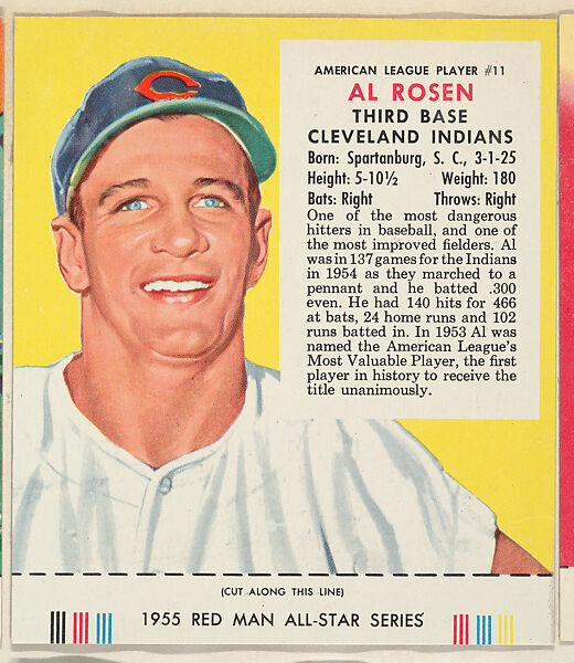 Al Rosen, from the Major League Baseball series (T235), issued by Red Man Chewing Tobacco, Issued by Red Man Chewing Tobacco (American), Commercial color lithograph 