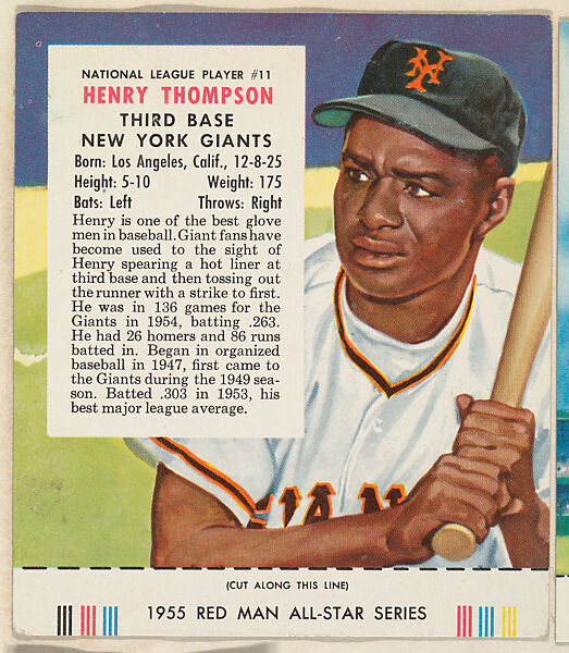 Henry Thompson, from the Major League Baseball series (T235), issued by Red Man Chewing Tobacco, Issued by Red Man Chewing Tobacco (American), Commercial color lithograph 