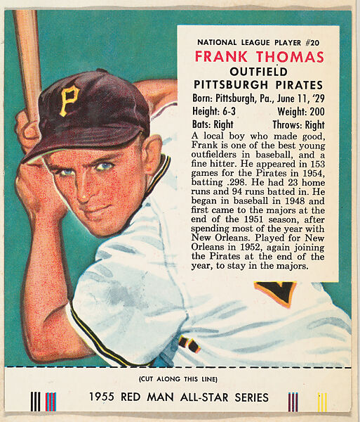 Frank Thomas, from the Major League Baseball series (T235), issued by Red Man Chewing Tobacco, Issued by Red Man Chewing Tobacco (American), Commercial color lithograph 