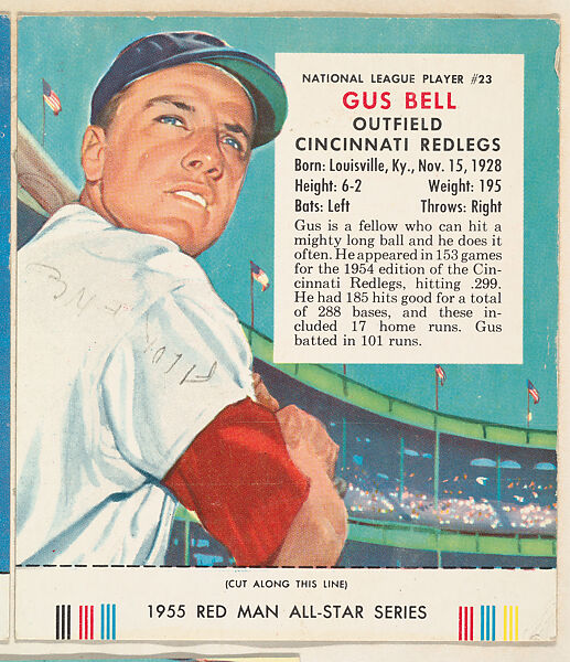 Gus Bell, from the Major League Baseball series (T235), issued by Red Man Chewing Tobacco, Issued by Red Man Chewing Tobacco (American), Commercial color lithograph 