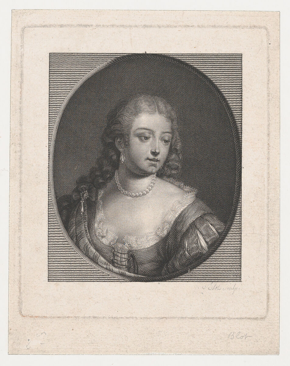 Portrait of Woman with Pearls, after Schalcken, Maurice Blot (French, 1753–1818), Engraving 