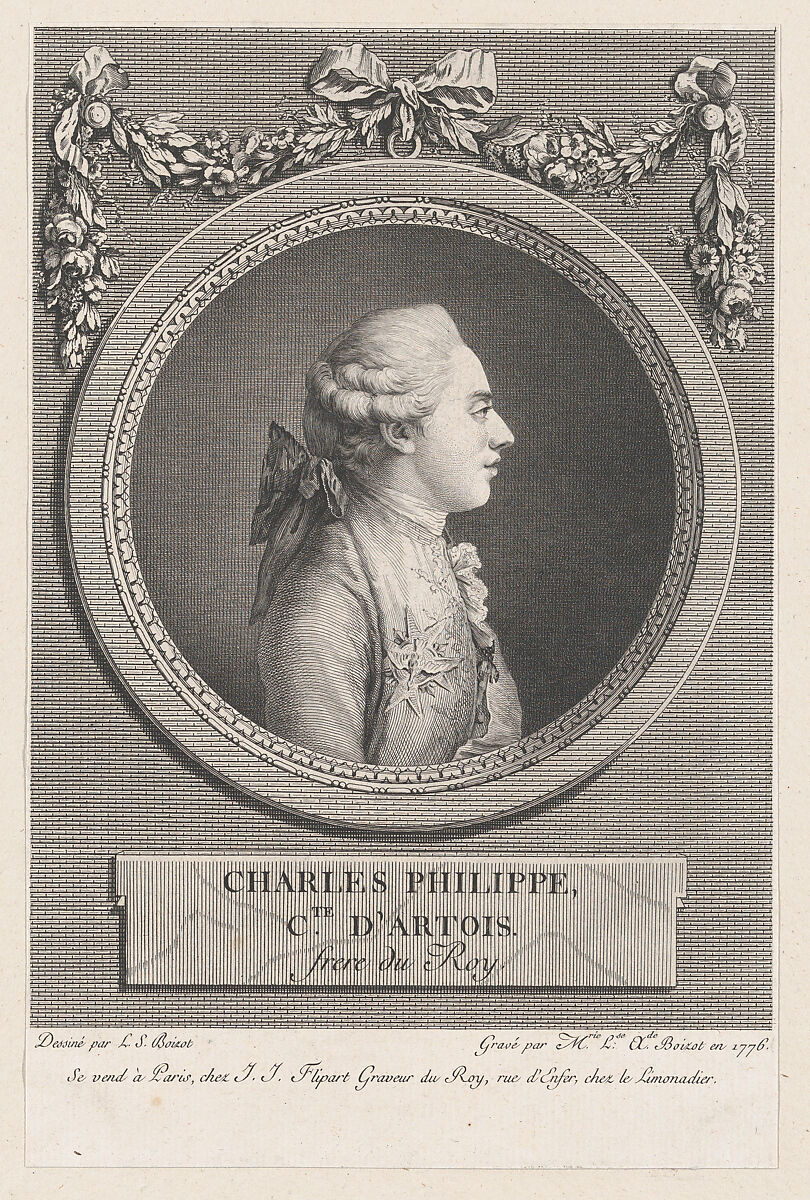 Charles Phillipe, Count of Artois, Brother of the King, Marie Louise Adélaide Boizot (French, Paris 1744–1800 Paris), Etching and Engraving 