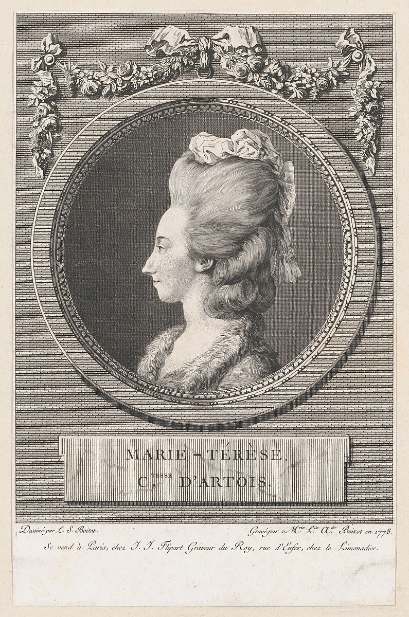 Marie-Térèse, Countess of Artois, Marie Louise Adélaide Boizot (French, Paris 1744–1800 Paris), Etching and Engraving 