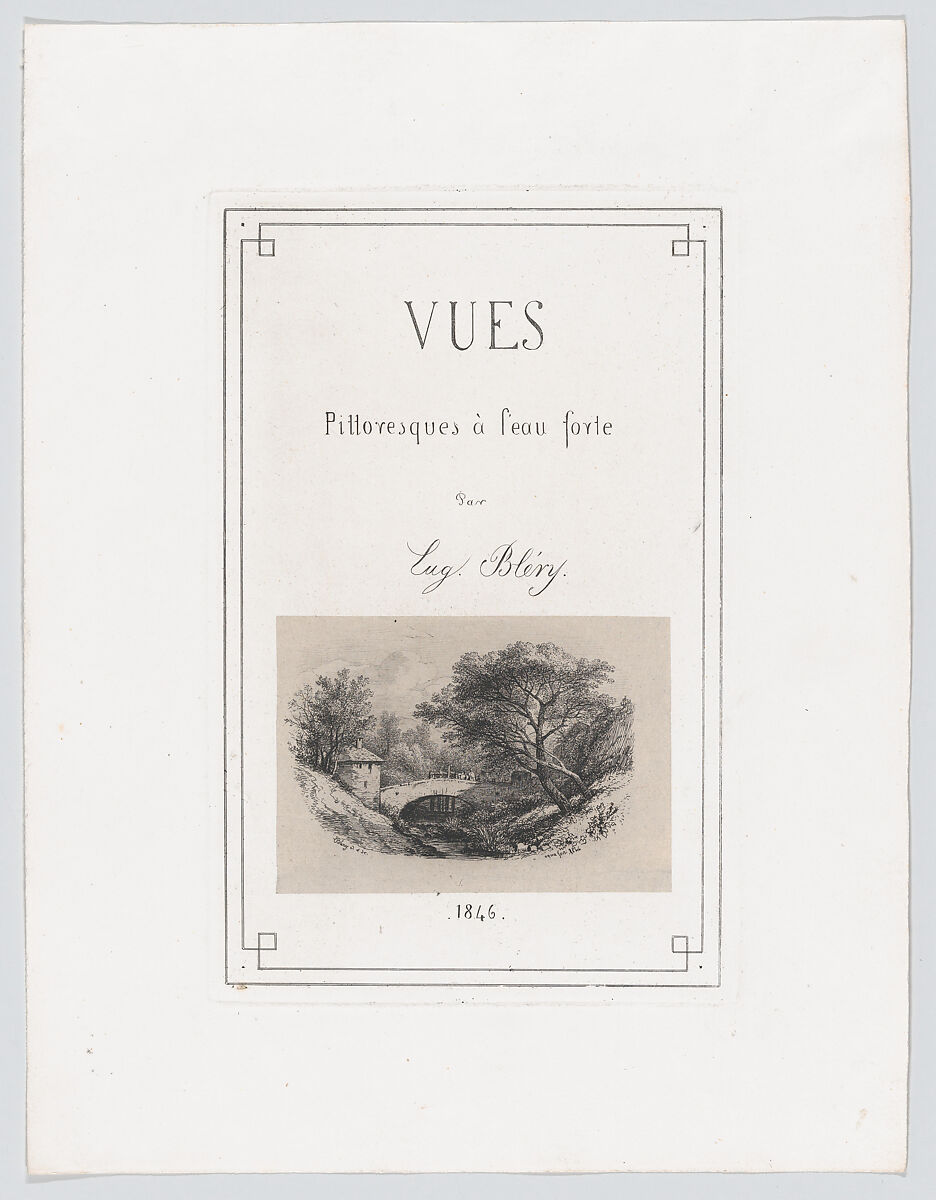 Little Oval with a Pine Tree, Eugène Stanislas Alexandre Bléry (French, Fontainebleau 1805–1887 Paris), Etching 