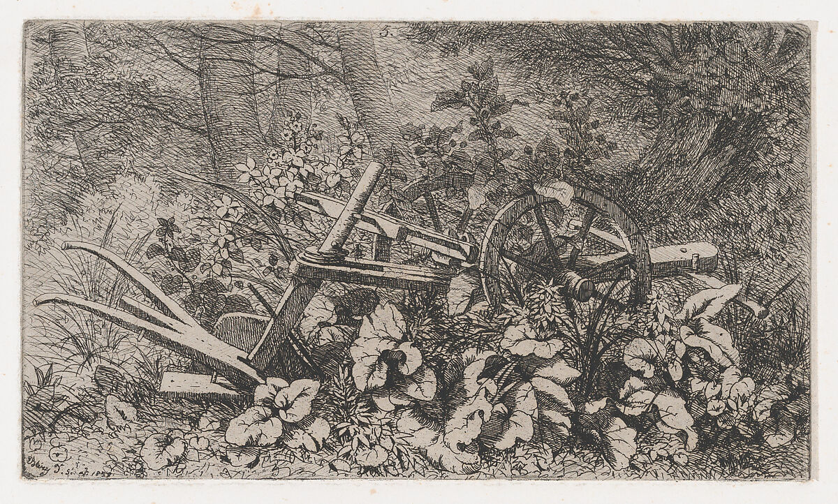 The Plow with Burdock Plants, Eugène Stanislas Alexandre Bléry (French, Fontainebleau 1805–1887 Paris), Etching 