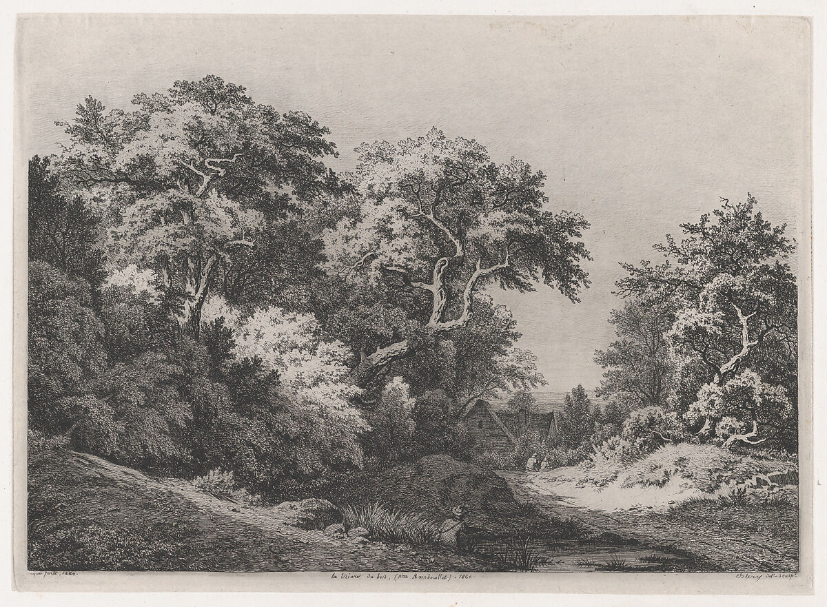 The Edge of the Woods, near Rambouillet, Eugène Stanislas Alexandre Bléry (French, Fontainebleau 1805–1887 Paris), Etching 