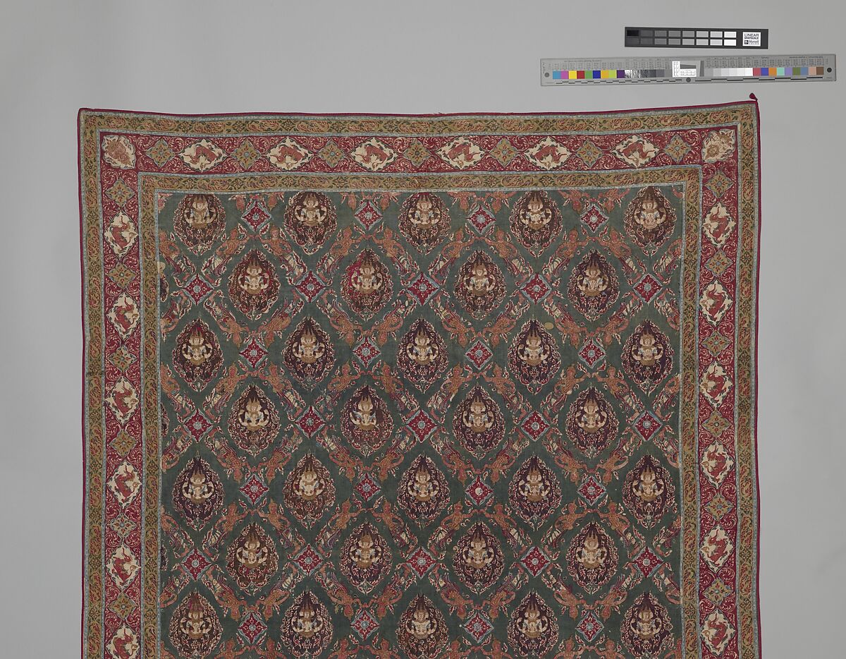 Floor Covering or Hanging (Pha Kiao), Cotton (painted resist and mordant, dyed), India (Coromandel Coast), for the Thai market