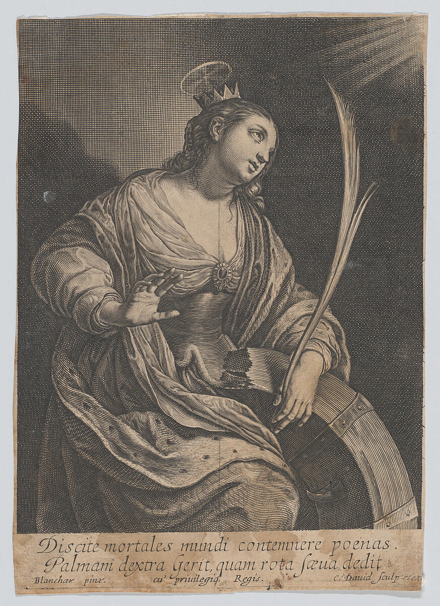 Saint Catherine of Alexandria, Charles David (French, Paris ca. 1595–ca. 1634 Paris), Engraving 