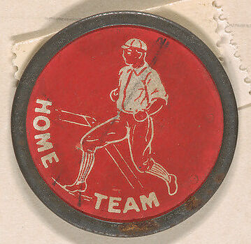Home Team (red), from the Domino Discs series (PX7), issued by Kinney Brothers, Issued by Kinney Brothers Tobacco Company, Commercial color lithograph with metal trim 