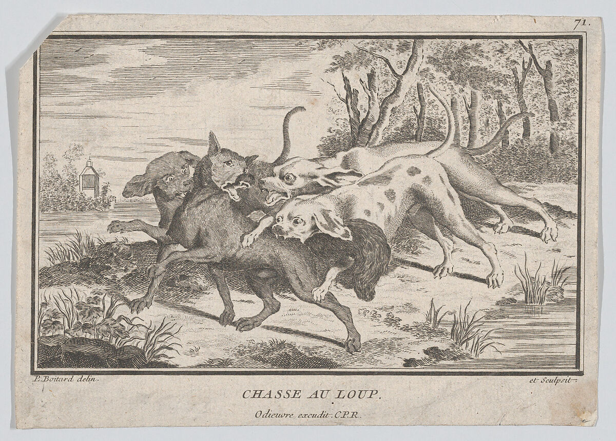 Wolf Hunt, Louis Pierre Boitard (British, died 1758), Engraving 