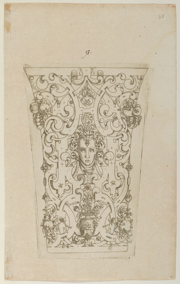 Design for a Beaker, Bernhard Zan  German, Engraving