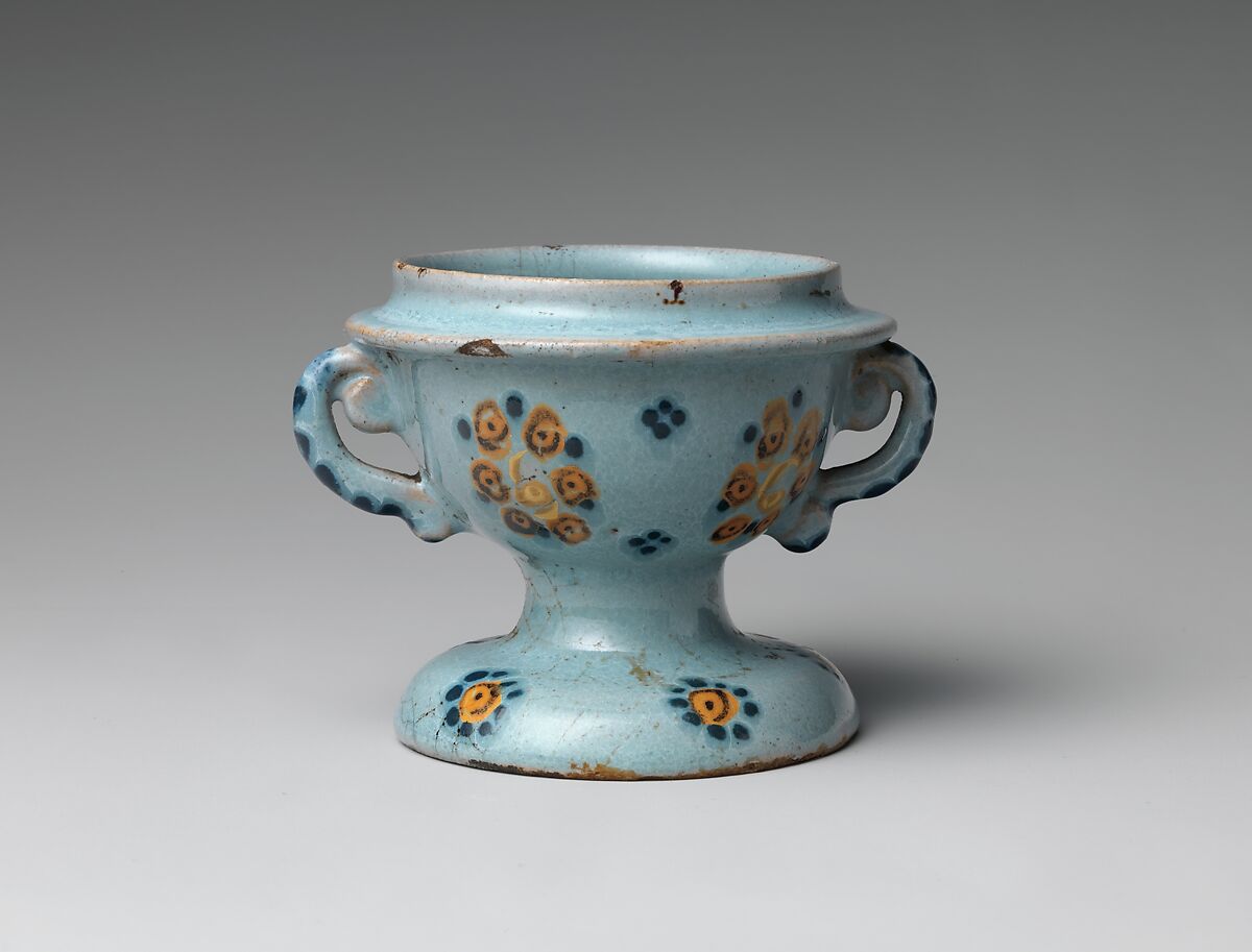 Saltcellar, Tin-glazed earthenware, Mexican 