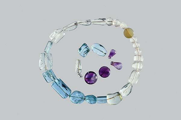 Beaded Necklace, Aquamarine, beryl, and rock crystal, India 