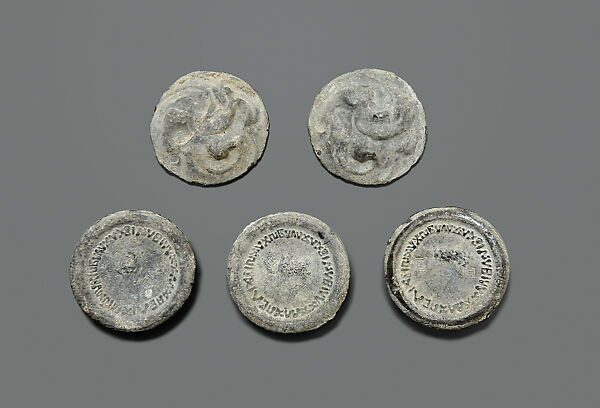 Five Disks with Greek Scripts, Lead, China or Central-West Asia 