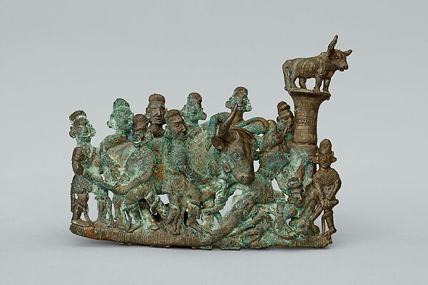 Ornamental Plaque Showing a Bullfight, Bronze, China 