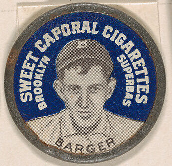 Barger, Brooklyn Superbas (blue), from the Domino Discs series (PX7), issued by Kinney Brothers