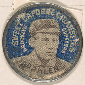 Dahlen, Brooklyn Superbs (blue), from the Domino Discs series (PX7), issued by Kinney Brothers, Issued by Kinney Brothers Tobacco Company, Commercial color lithograph with metal trim 