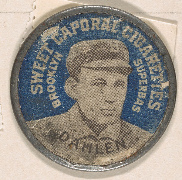 Dahlen, Brooklyn Superbs (blue), from the Domino Discs series (PX7), issued by Kinney Brothers, Issued by Kinney Brothers Tobacco Company, Commercial color lithograph with metal trim
