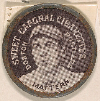 Mattern, Boston Rustlers (black), from the Domino Discs series (PX7), issued by Kinney Brothers, Issued by Kinney Brothers Tobacco Company, Commercial color lithograph with metal trim 