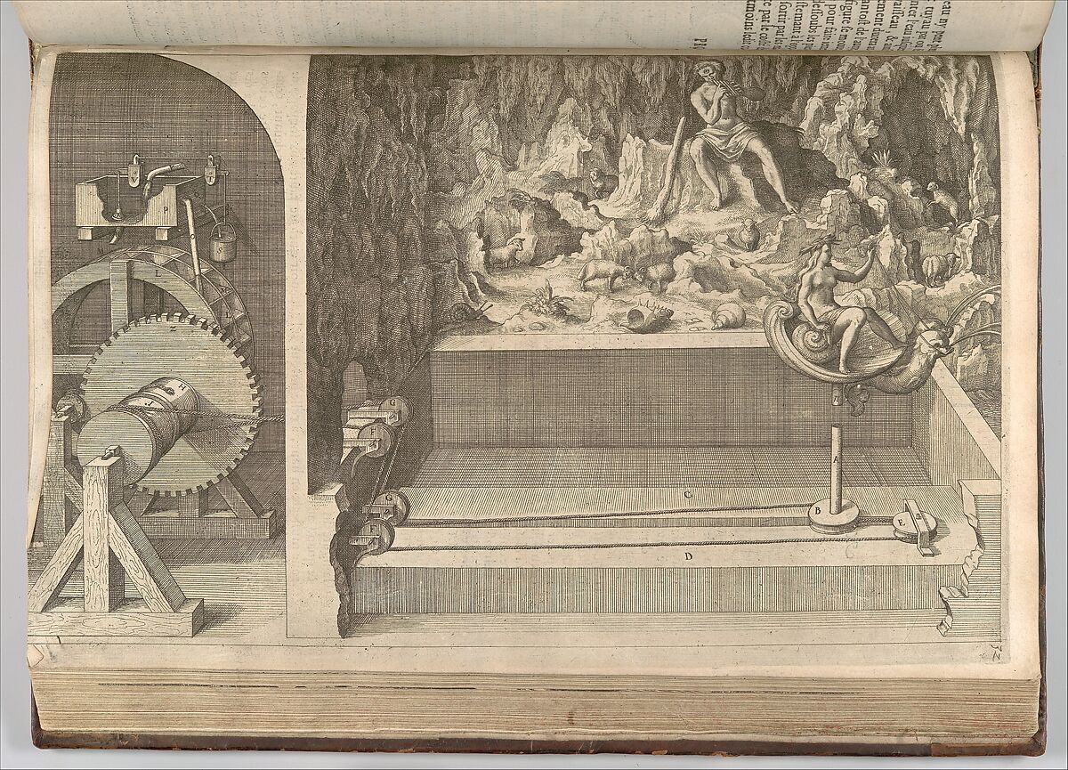 Problem XXIIII: A Machine for a Moveable Galatea in a Grotto, in: Les Raisons des Forces Mouvantes, plate 32, Designed by Salomon de Caus (French, Dieppe 1576?–1626 (active Germany)), Engraving 