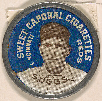 Suggs, Cincinnati Reds (blue), from the Domino Discs series (PX7), issued by Kinney Brothers, Issued by Kinney Brothers Tobacco Company, Commercial color lithograph with metal trim 