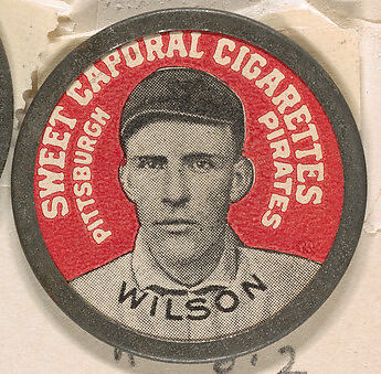 Wilson, New York Giants (red), from the Domino Discs series (PX7), issued by Kinney Brothers, Issued by Kinney Brothers Tobacco Company, Commercial color lithograph with metal trim 