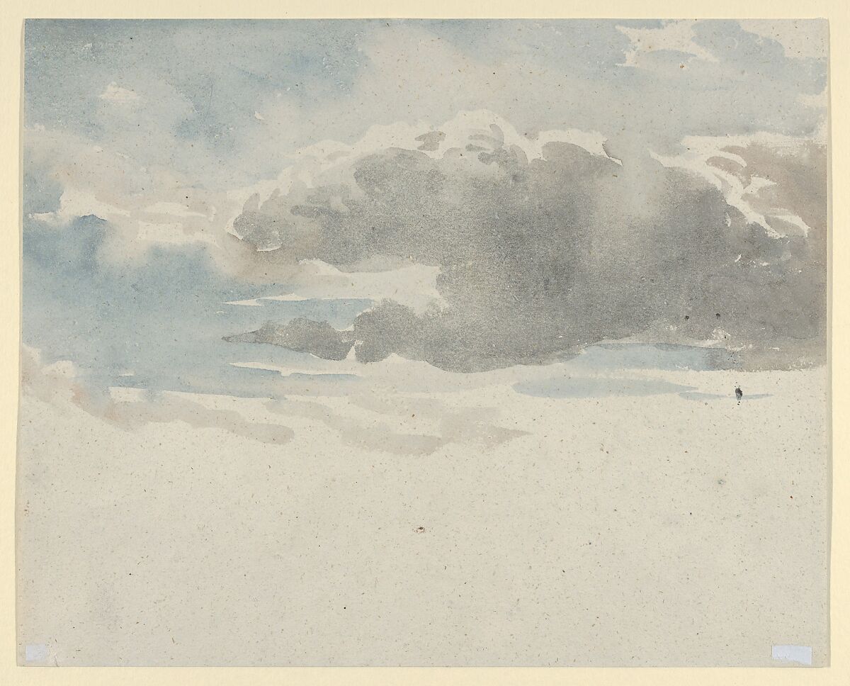 Study of clouds (recto). Study of an elder bush by a fence (verso), David Cox (British, Birmingham 1783–1859 Harborne, near Birmingham), Watercolor (recto); watercolor and graphite (verso) 