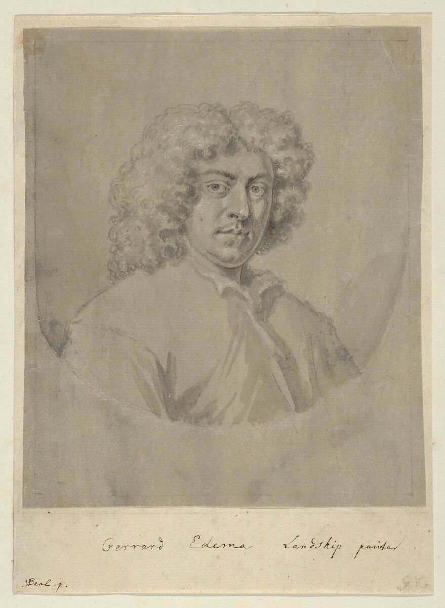 Portrait of Gerard Edema, Attributed to Mary Beale (British, Barrow, Suffolk baptised 1633–1699 London), Gray washes and touches of white gouache (bodycolor) over graphite 