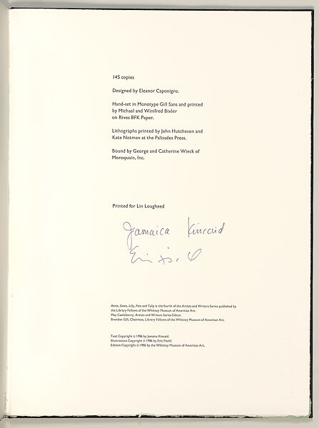 Annie, Gwen, Lilly, Pam and Tulip, Eric Fischl (American, born New York, 1948), Artist's book