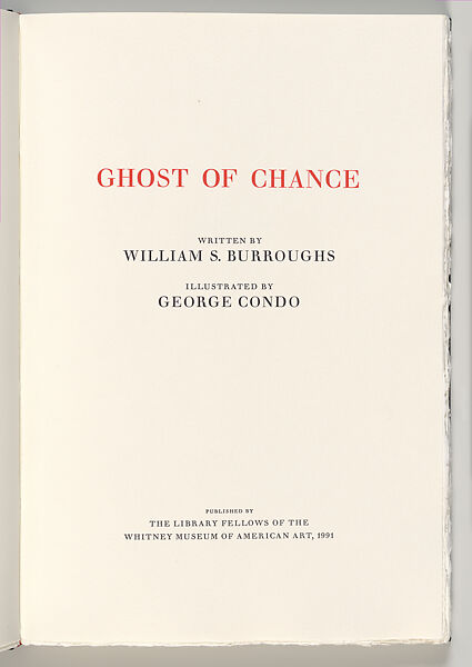Ghost of Chance, George Condo (American, born Concord, New Hampshire, 1957), Artist's book
