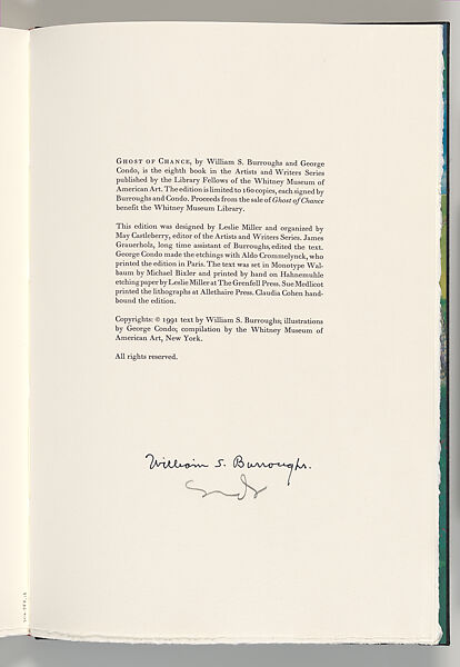 Ghost of Chance, George Condo (American, born Concord, New Hampshire, 1957), Artist's book