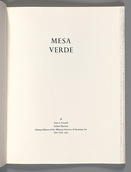 Mesa Verde, Evan S. Connell (American, 1924–2013), Artist's book 